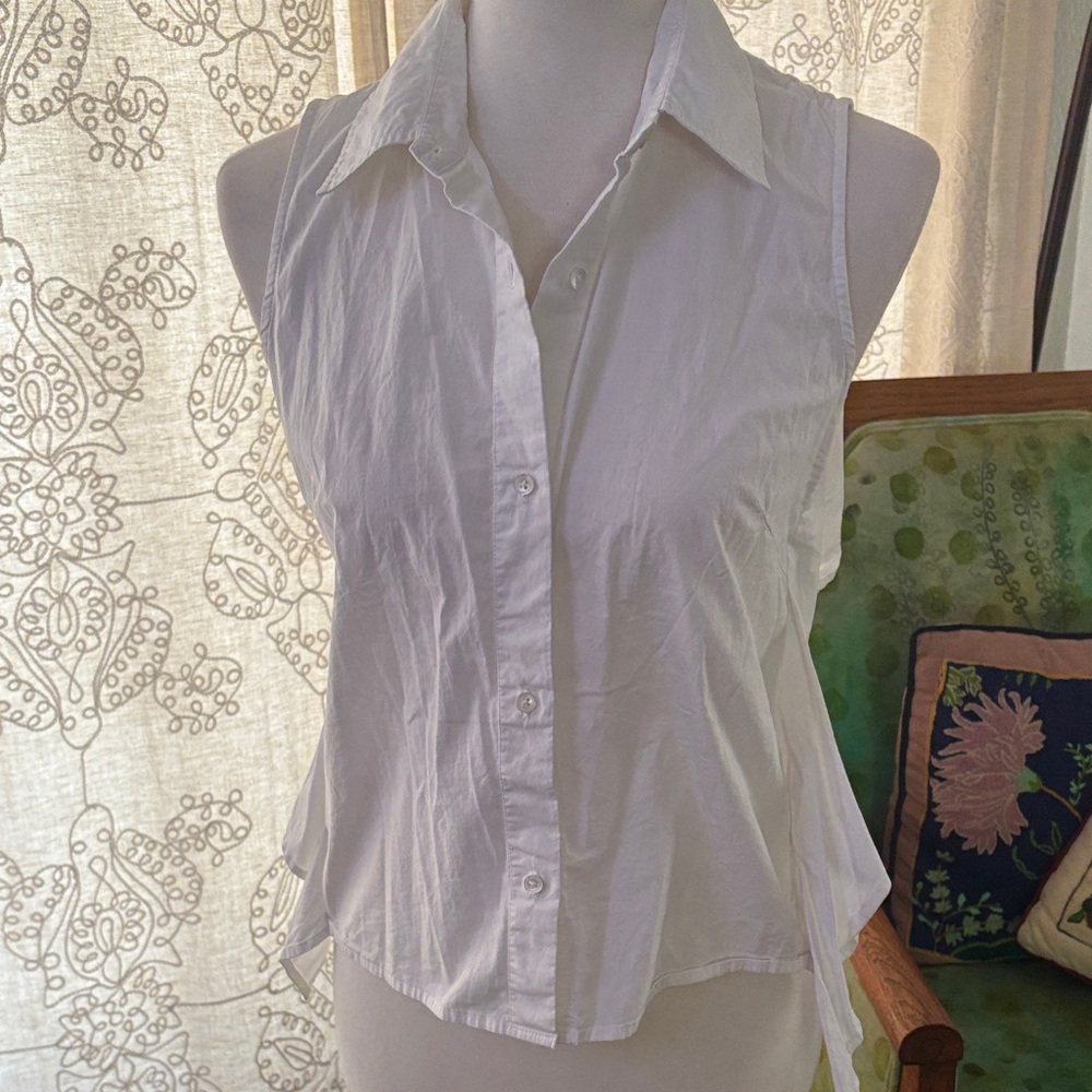 Peter Som White Sleeveless Button-Down Shirt